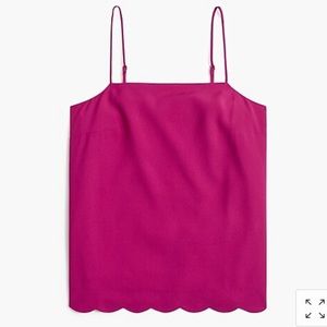 J. Crew Pink Square-Neck Scallop Hem Cami